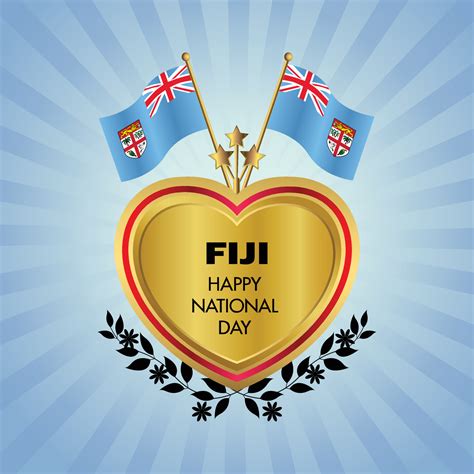 Fiji Flag Independence Day With Gold Heart 21432541 Vector Art At Vecteezy