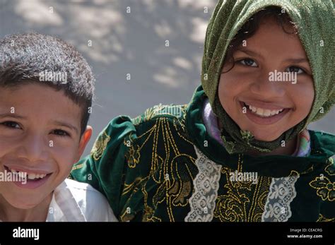 Village children in the Siwa Oasis, Egypt. The Siwi people are of Stock ...