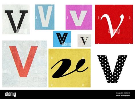 Paper Cut Letter V Newspaper Cutouts Collage Creative Scrapbooking