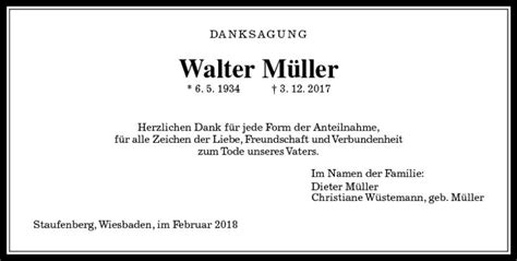 Traueranzeigen Von Walter M Ller Vrm Trauer De