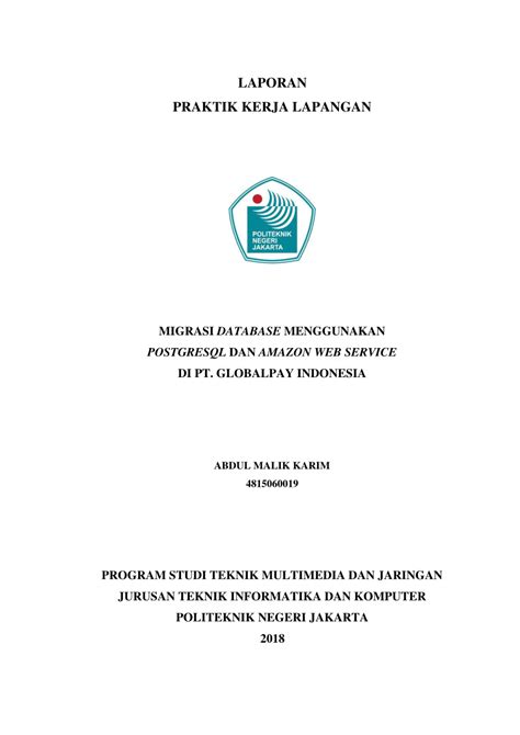 Pdf Laporan Praktik Kerja Lapangan