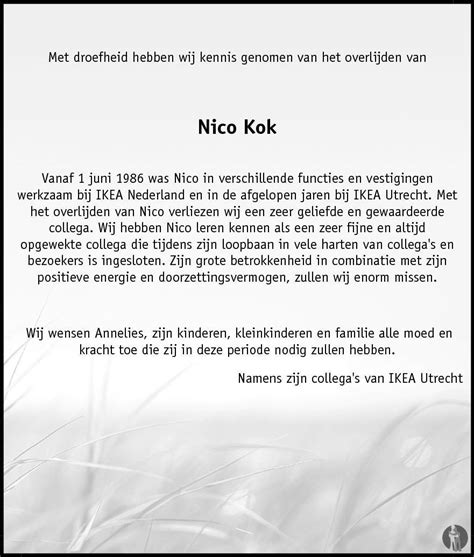 Nico Kok 15 12 2014 Overlijdensbericht En Condoleances Mensenlinq Nl