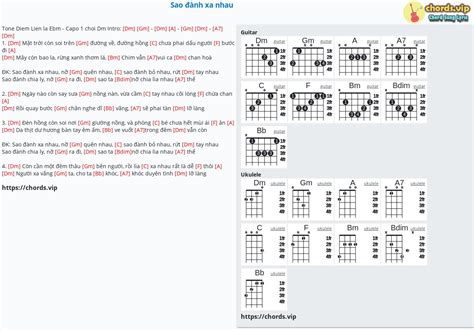 Chord Sao đành xa nhau tab song lyric sheet guitar ukulele