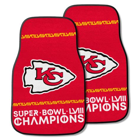 Kansas City Chiefs Super Bowl Lviii Champions Carpet Car Mat Set 2pc