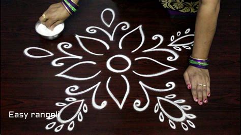 Simple Rangoli Designs With Out Dots For Beginners Freehand Kolam