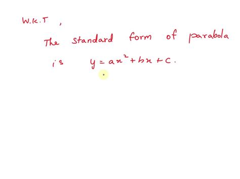 SOLVED: Use the vertex form to write the equation of the parabola.