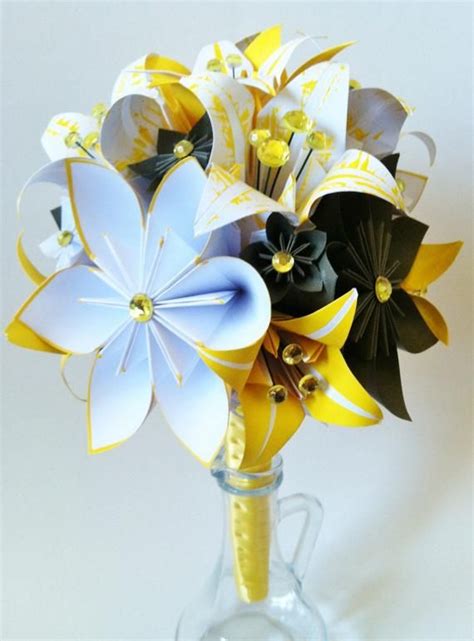 Paper Flowers And Lilies Bridal Bouquet One Of A Kind Paper Flowers Perfect For Her Wedding