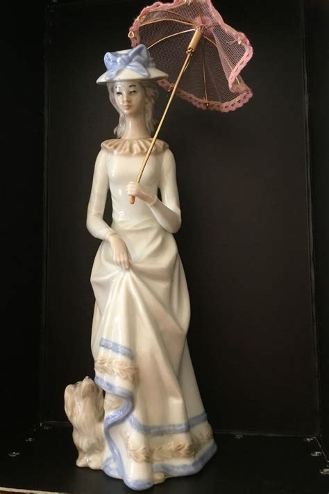 Lladro Large Figurine Porcelain Lady With Umbrella Rare Etsy Lady