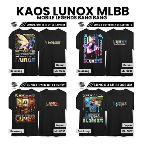 Jual ClodiStuff Kaos LUNOX SKIN Mobile Legends MLBB Lengan Pendek Hitam