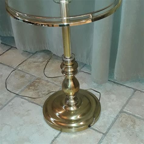 Vintage Mid Century Modern Stiffel Brass Floor Lamp With Glass Side Table And Shade Chairish