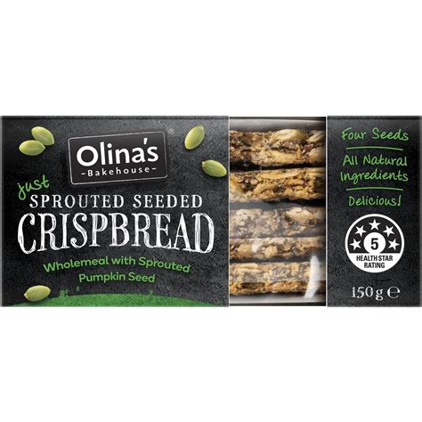 Olina S Bakehouse Just Sprouted Seeded Crispbread Wholemeal G