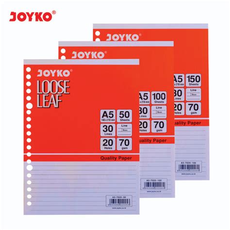 Jual Joyko Loose Leaf A5 Lines Kertas File Binder Joyko Garis 7020