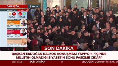 Cumhurbaşkanı Recep Tayyip Erdoğan Ankara da balkon konuşması yapıyor