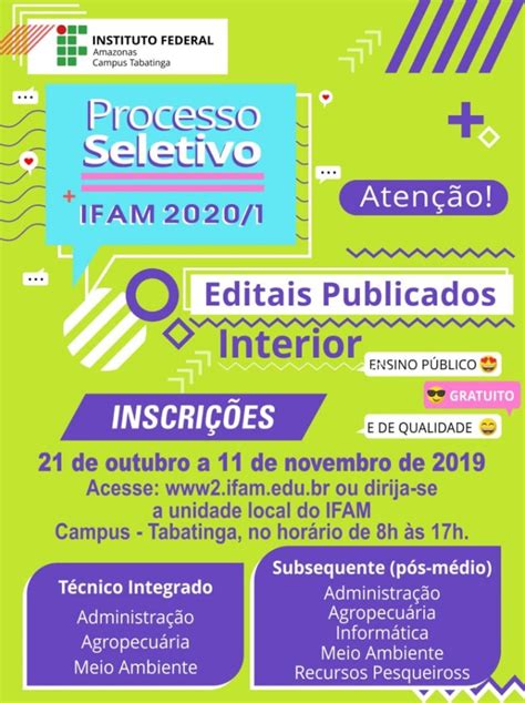 IFAM abre inscrições para Processo Seletivo 2020 1