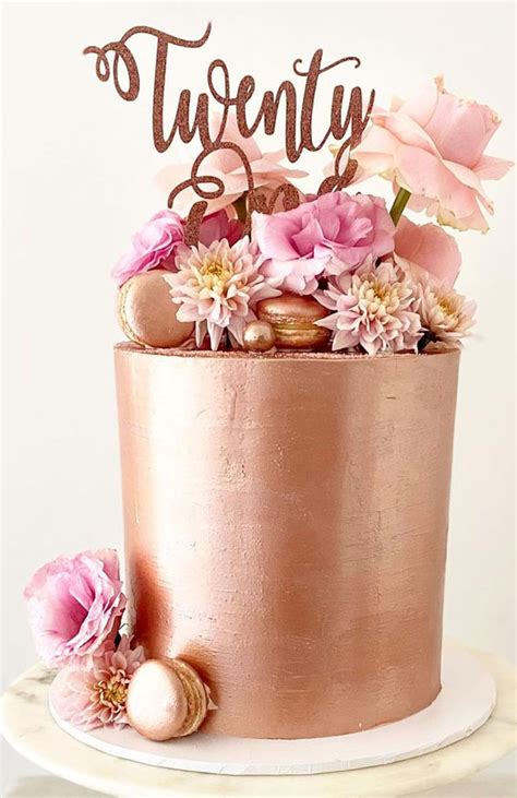 30 Pretty Cake Ideas To Inspire You Rose Gold Cake With Pink Florals