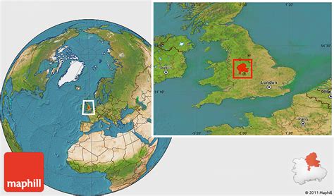 Satellite Location Map Of Staffordshire County