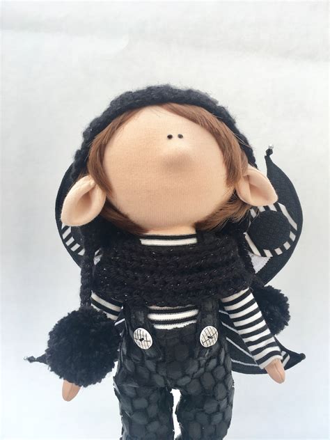 Elf Boy Handmade Textile Doll With Wings Unique T Interior Home Decoration Etsy