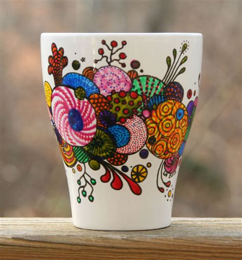 Hand Painted Coffee Mug Organic Abstract By RileyMicaDesigns