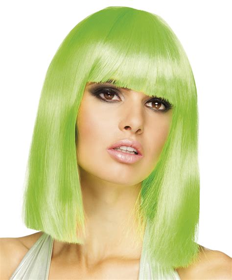 Neon Green Wig Wigs Mega Fancy Dress