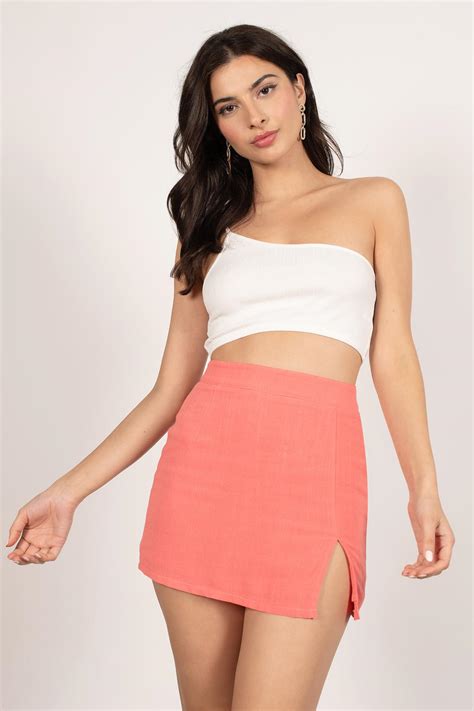 Tobi Mini Skirts | Womens Gabriela Coral Slit Skirt Coral ⋆ TheiPodTeacher