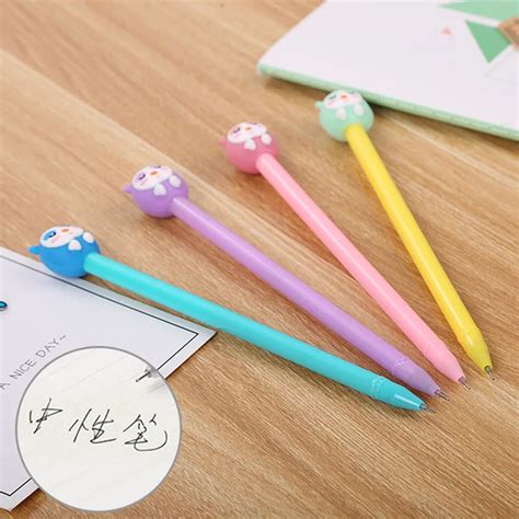 Kawaii Cartoon Owl Gel Pen With Black Ink 05mm Korean Cute Neutral