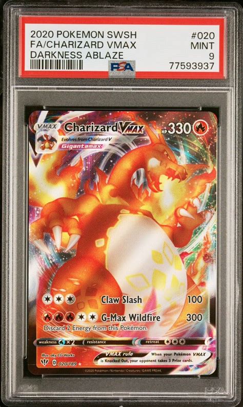 2020 Pokemon SWSH Darkness Ablaze Charizard VMAX Full Art 20 PSA 9