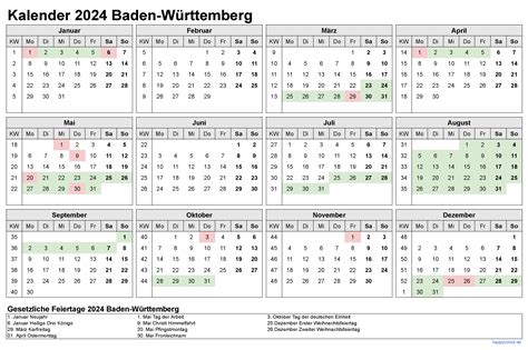 Kalender 2024 Bw Feiertage Fiona Jessica