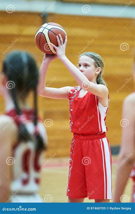 Girl In Sport Uniform Playing Basketball Stock Image Image Of