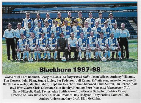 Blackburn Rovers Team Group 1997 98