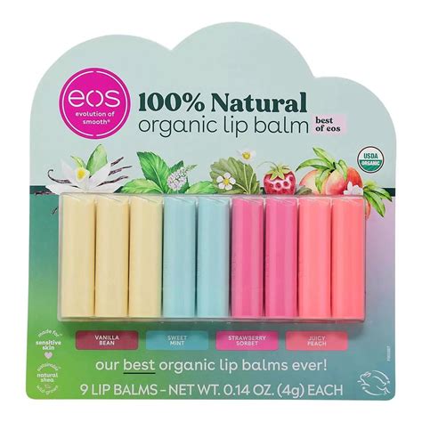 2 Packs Eos 100 Natural Organic Lip Balm 9 Sticks Best Of Eos