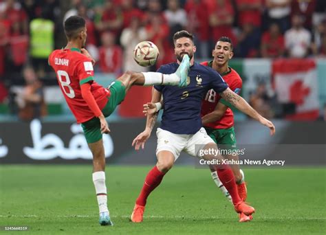 Azzedine Ounahi L Of Morocco Vies With Olivier Giroud C Of France