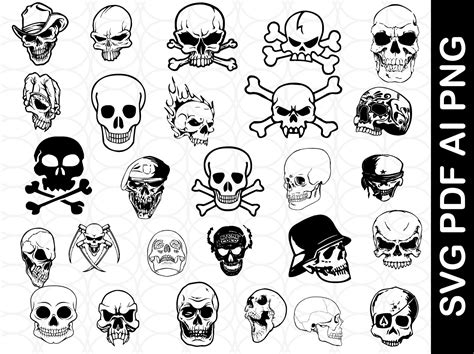 Skull Bundle Svg Skull Clipart Cut Files Silhouette Files For Cricut Motorcycle Skull Svg