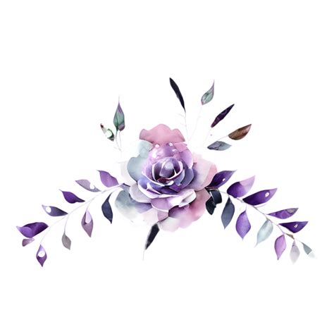 Golden Purple Rose Watercolor Pretty Leaves Pretty Leaves Watercolor Golden Purple Rose Png