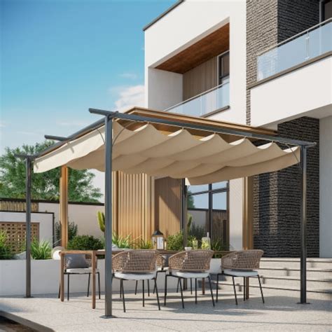 Outdoor Retractable Sun Shade Covered Modern Square Backyard Patio