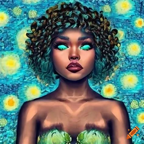 Desenhe Uma Mulher Negra Cabelo Cacheado Olhos Verdes Brinco Morena