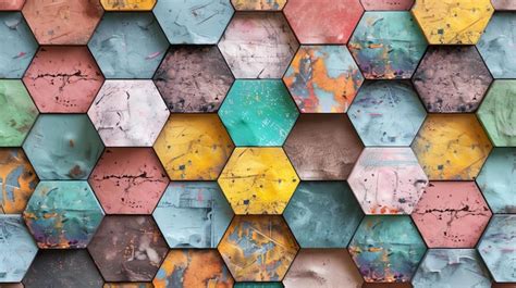 Premium Photo Hexagonal Tiles In Various Colors And Textures Create A