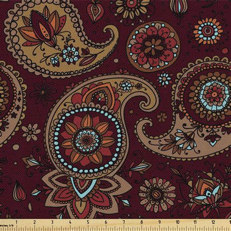 Paisley Fabric By The Yard Middle Pattern Tribal Art Bohemian Themed