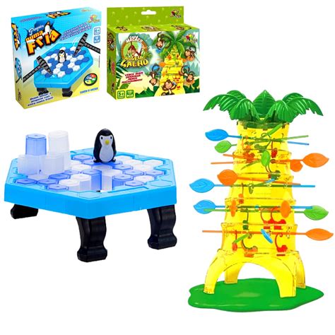 Kit Jogos Pula Macaco Pinguim Numa Fria Jogo De Tabuleiro Shopee Brasil