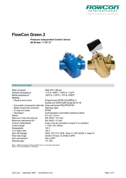 Flowcon High Flow Green Threaded Picv Flocontrol Ltd Nbs Source