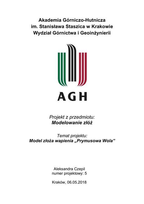 Modelowanie złóż Akademia Górniczo Hutnicza im Stanisława Staszica w