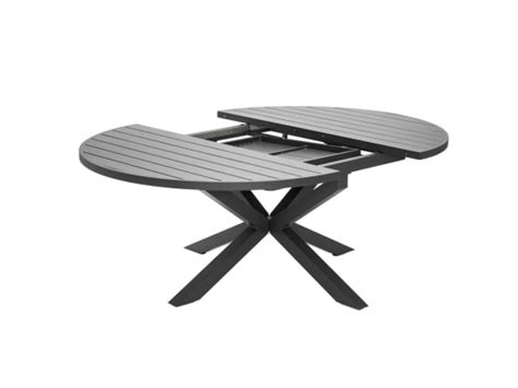 Table De Jardin Ronde En Aluminium Gris Avec Allonge Papillon Palma