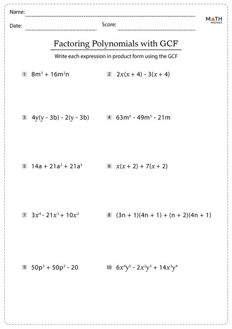 Factoring Polynomials Worksheets With Answer Key