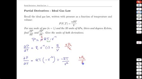 Unit Partial Derivatives Ideal Gas Law Math Youtube