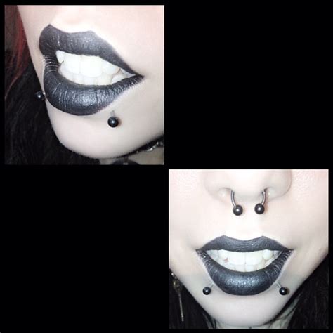 black lipstick, septum and snake bites piercings posted by the_cat_b on ...