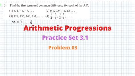 Practice Set 3 1 Arithmetic Progression Problem 03 Youtube