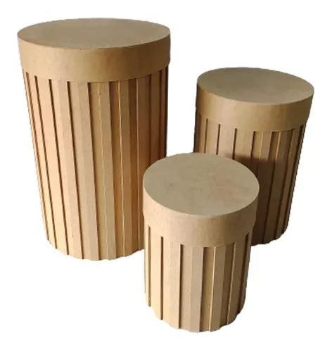 Trio Mesa Cilindro Festas Decoração Mdf Cru Ripado Novidade Frete grátis