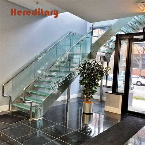 Tempered Glass Straight Ladder Chicago Glass Railing L Shaped Staircase Project China Straight