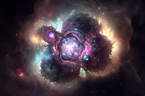 Premium AI Image | A colorful nebula with a large explosion in the center.