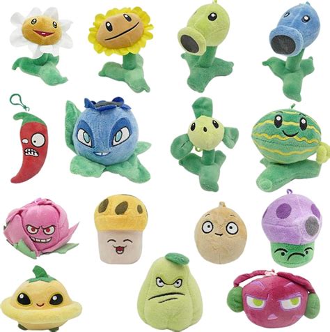 Jhesao 15 Pcs Pvz Plush Mini Zombies Plants Set Toys Pvz 1 2 Stuffed Soft Zombies