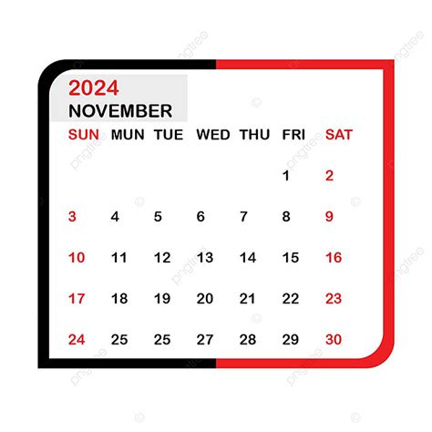 Kalender Bulanan November 2024 Vektor Templat Untuk Unduh Gratis Di Pngtree